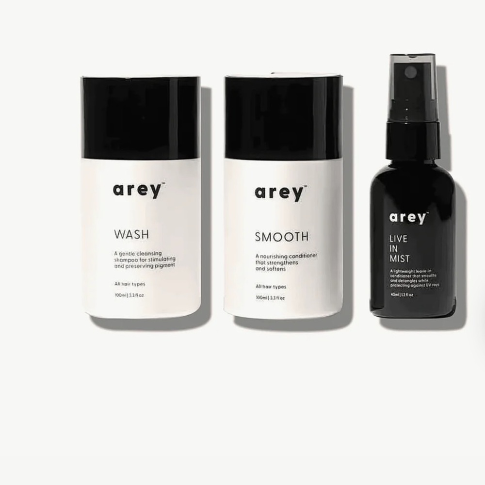 Arey hair care 3 piece travel kit. Wash, Smooth & Mist. New in Box. Sealed.